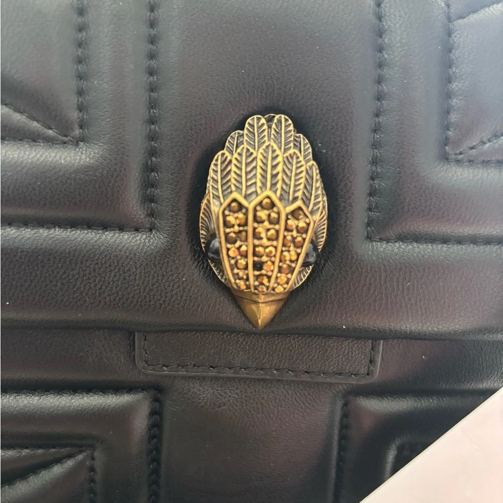 Kurt Geiger Black Kensington Quilted Crossbody with Gold Chain Detail - Picture 2 of 4